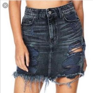 LF Carmar black jean skirt